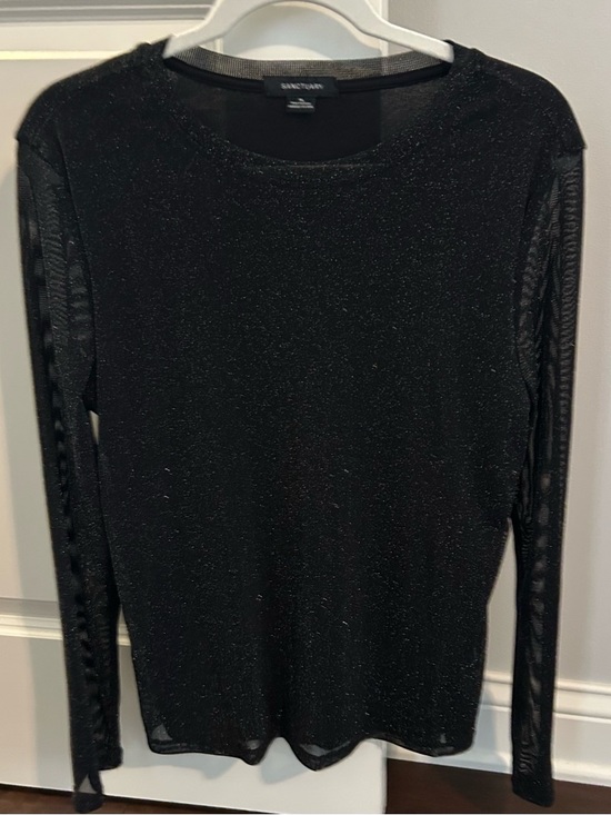 Sanctuary Tops - Sanctuary Sheer Sleeve Silver Sparkle Top NWOT